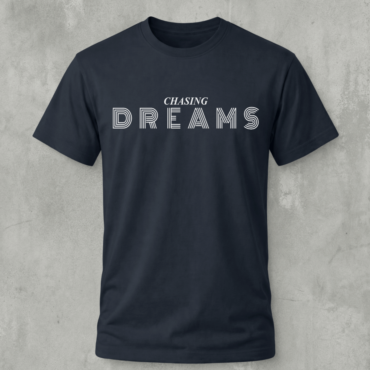 Seassons Navy blue t-shirt with 'CHASING DREAMS'